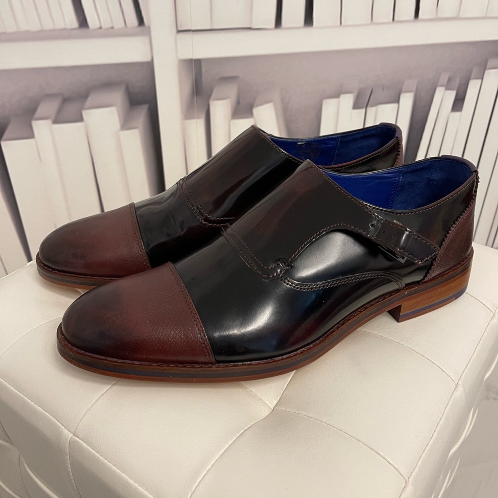 Ted Baker Phloyd Monk Strap Brown Leather Dress Derby Shoes